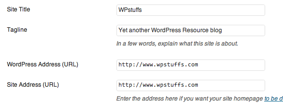 URL settings WordPress