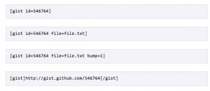 Github Gist Embed shortcodes