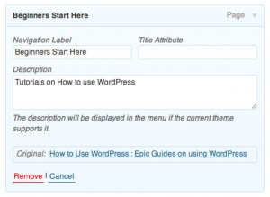 Wordpress Menu Description