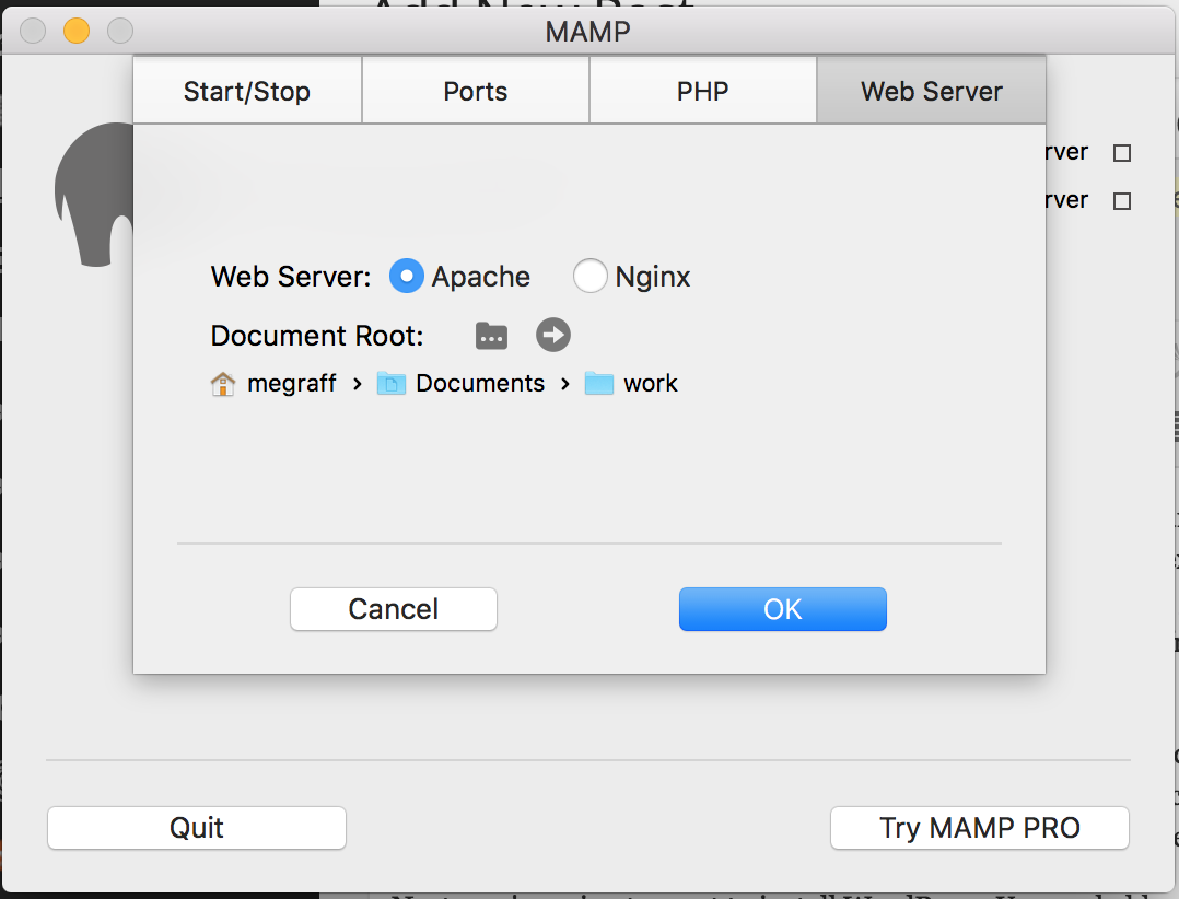 mamp install wordpress